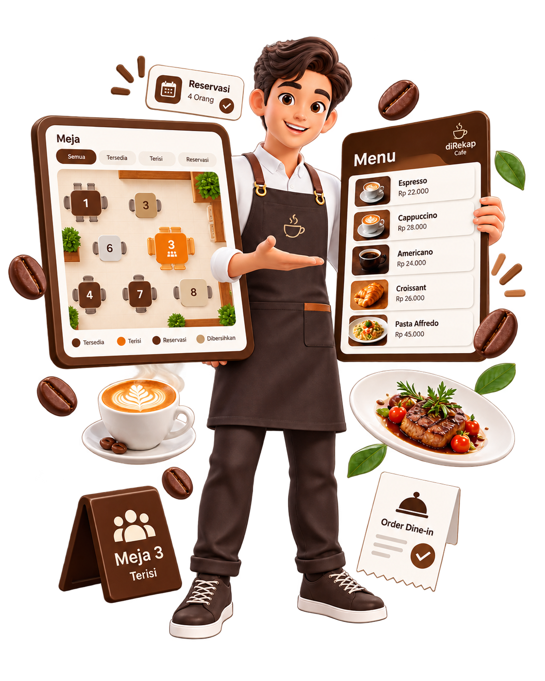Meja dan menu Cafe